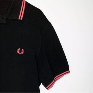 FRED PERRY Twin Tipped POLO Shirt M BLACK x PINK